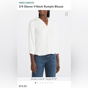 NWT Vince Camuto White 3/4 Sleeve V-Neck Blouse